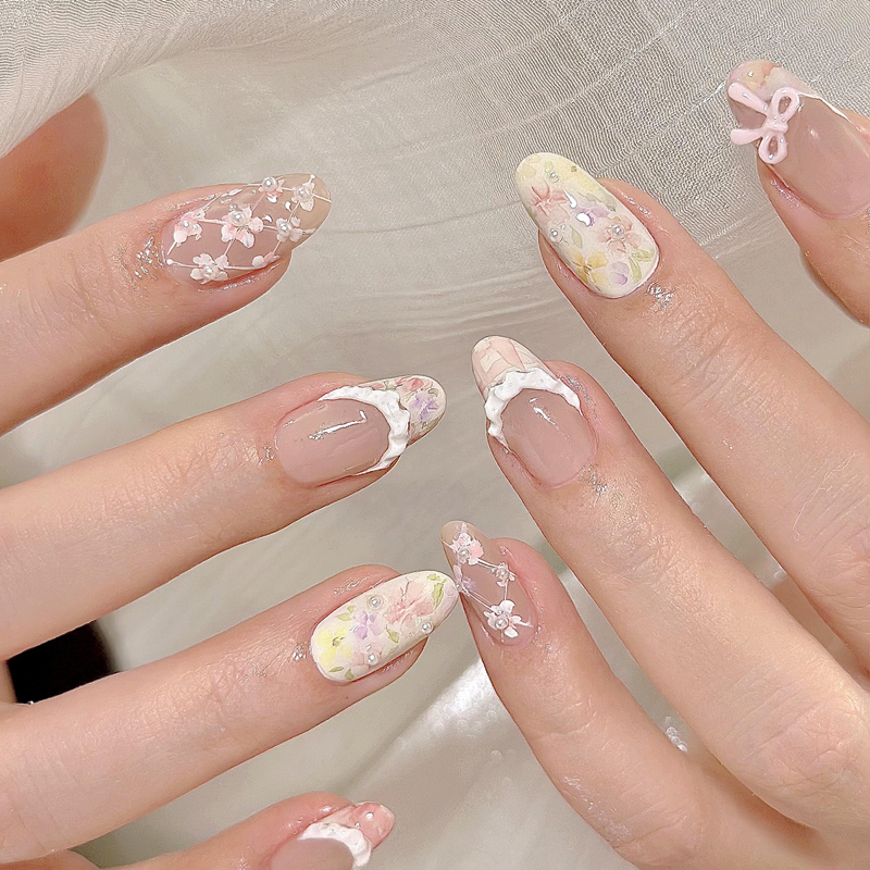 Handmade French Almond Nail Set - Modomu
