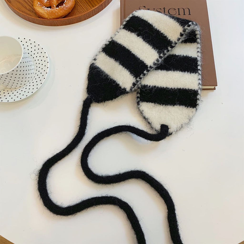 Striped Knit Earmuff Scarf - Modomu