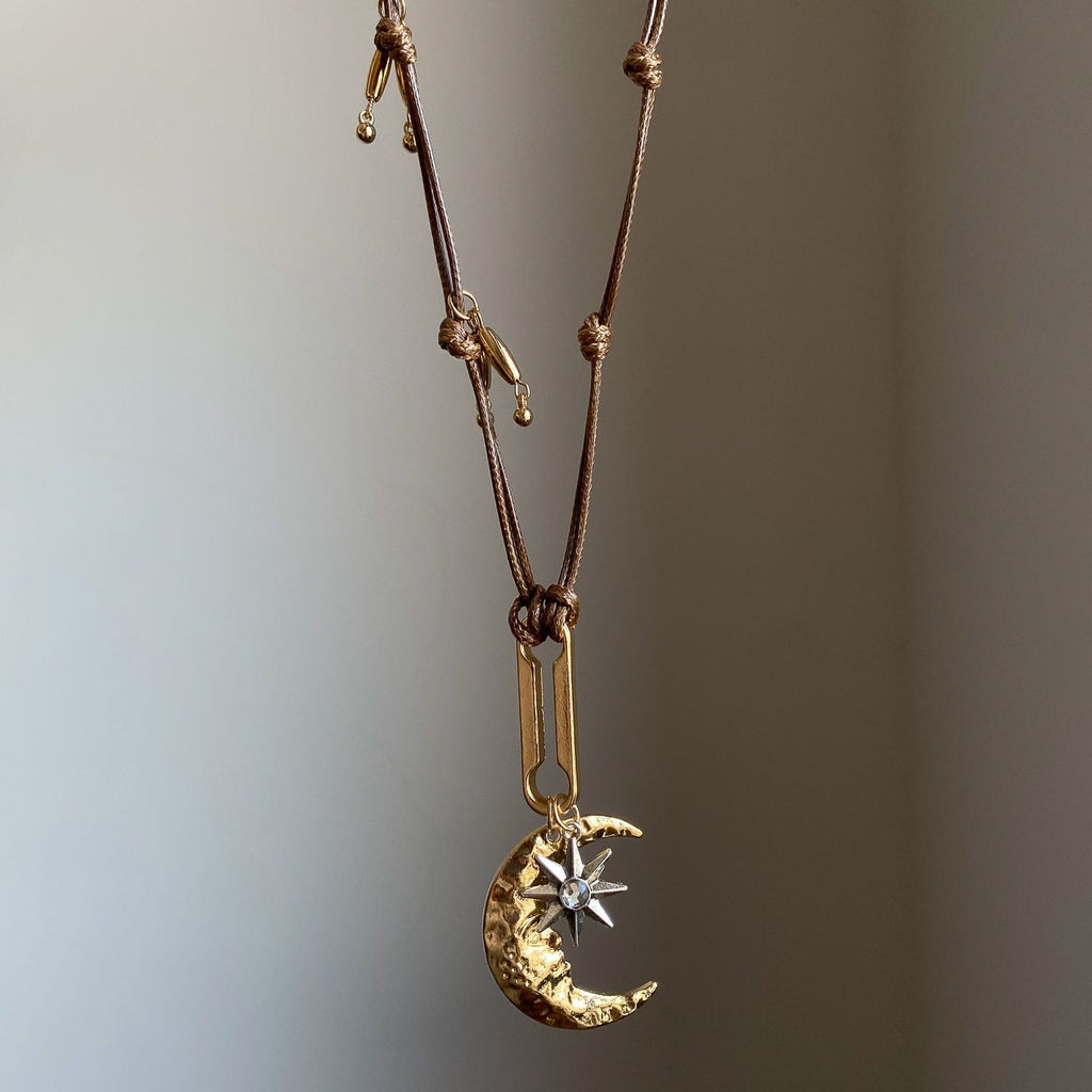 Sun Moon Braided Rope Necklace