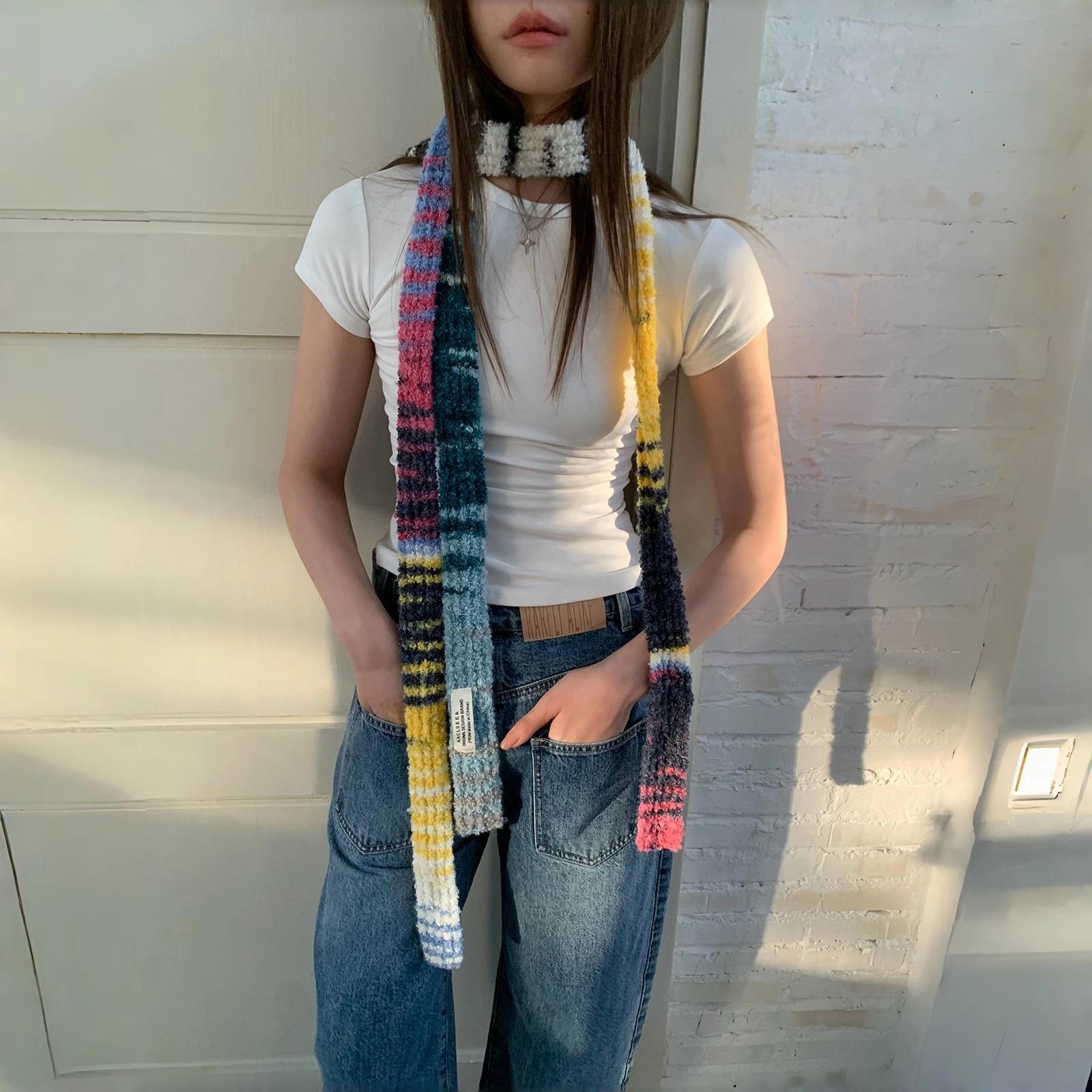 Rainbow Plush Y2K Scarf - Modomu