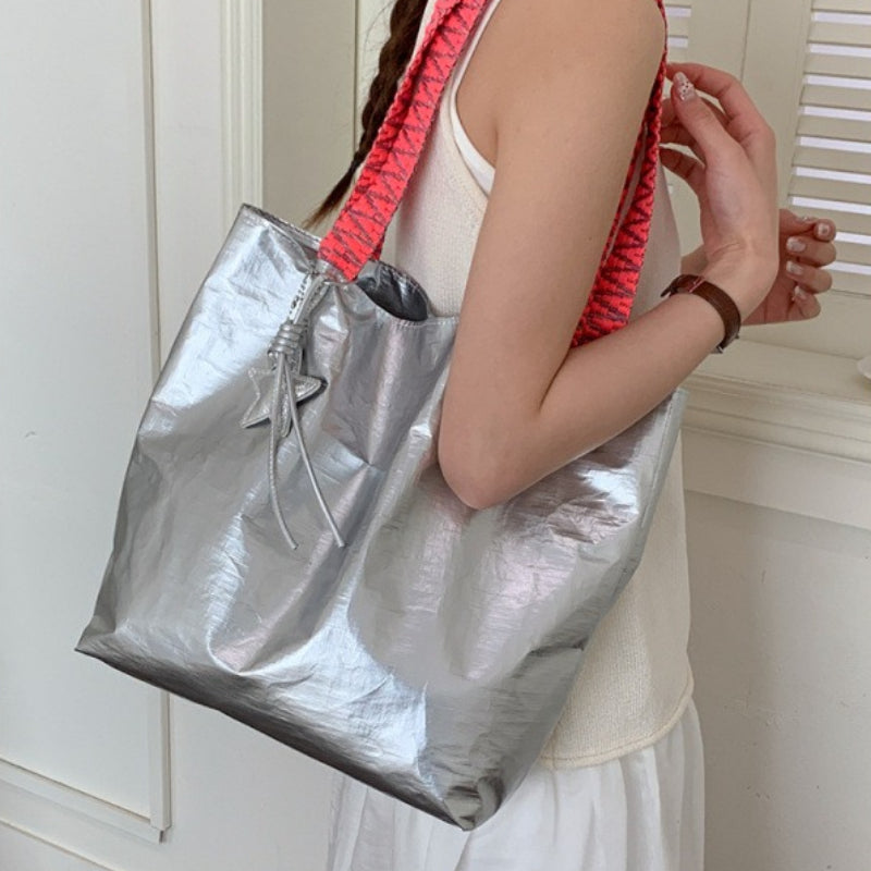 Metallic Crinkle Tote