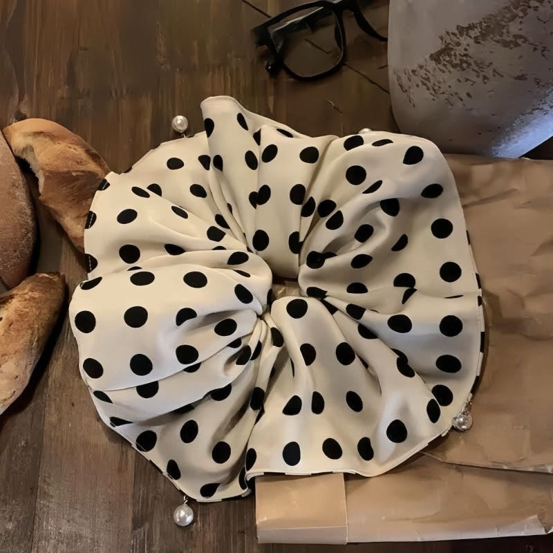 Polka Dot Satin Scrunchie