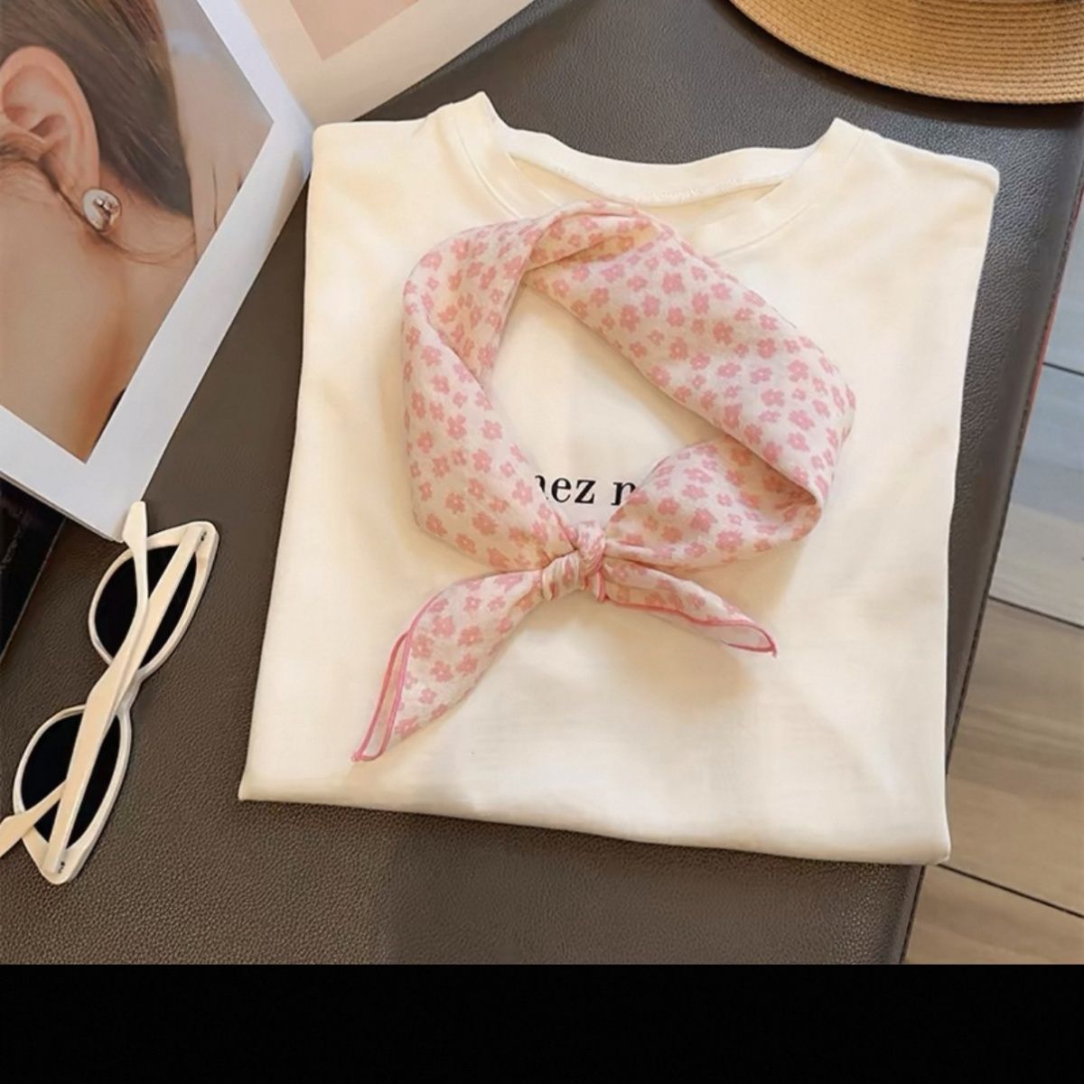 Cotton Linen Floral Square Scarf - Modomu