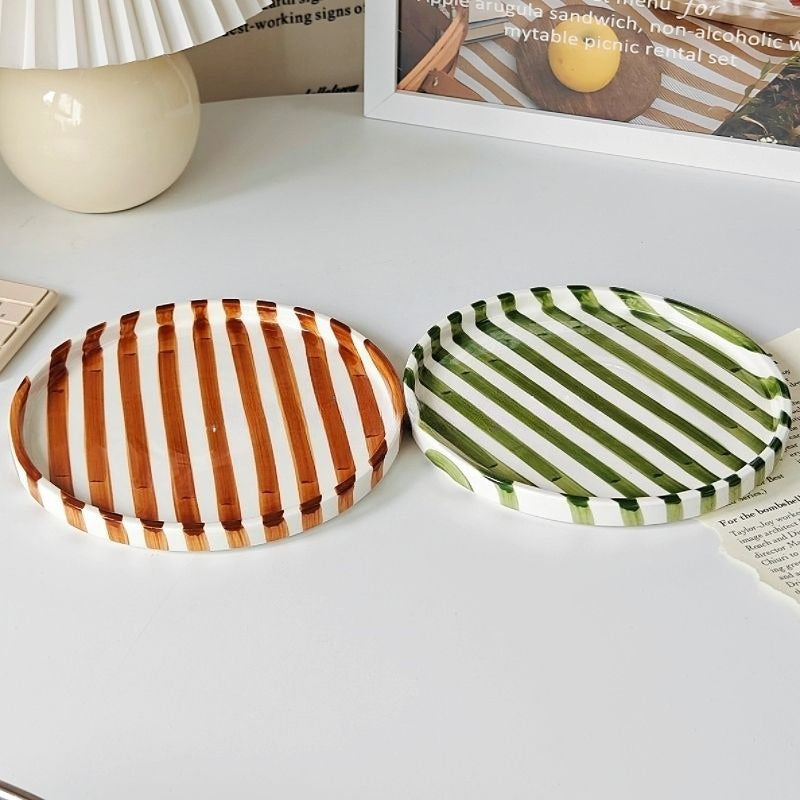 Hand-Painted Striped Dinner Plate