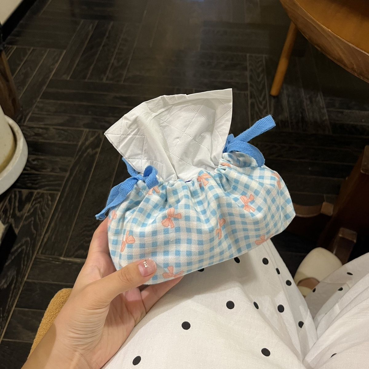 Plaid Bow Desktop Tissue Box - Modomu
