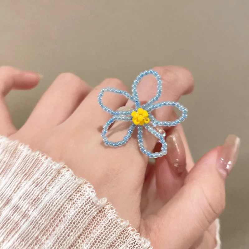 Crystal Flower Beaded Ring Set - Modomu