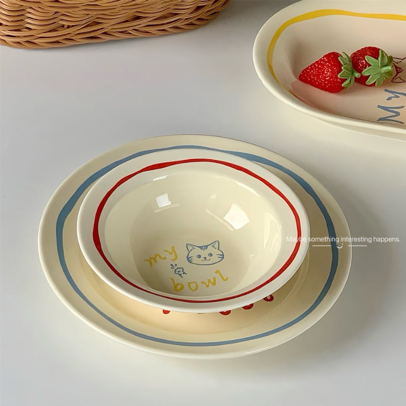 Ceramic Dessert Plate With Illustration