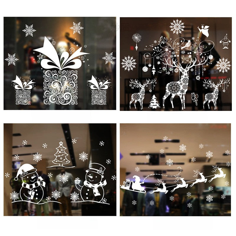 大号72*54CM白色圣诞贴无胶静电贴玻璃橱窗贴圣诞节装饰用品贴画