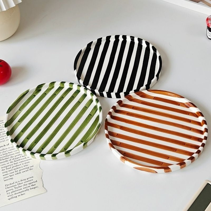 Hand-Painted Striped Dinner Plate