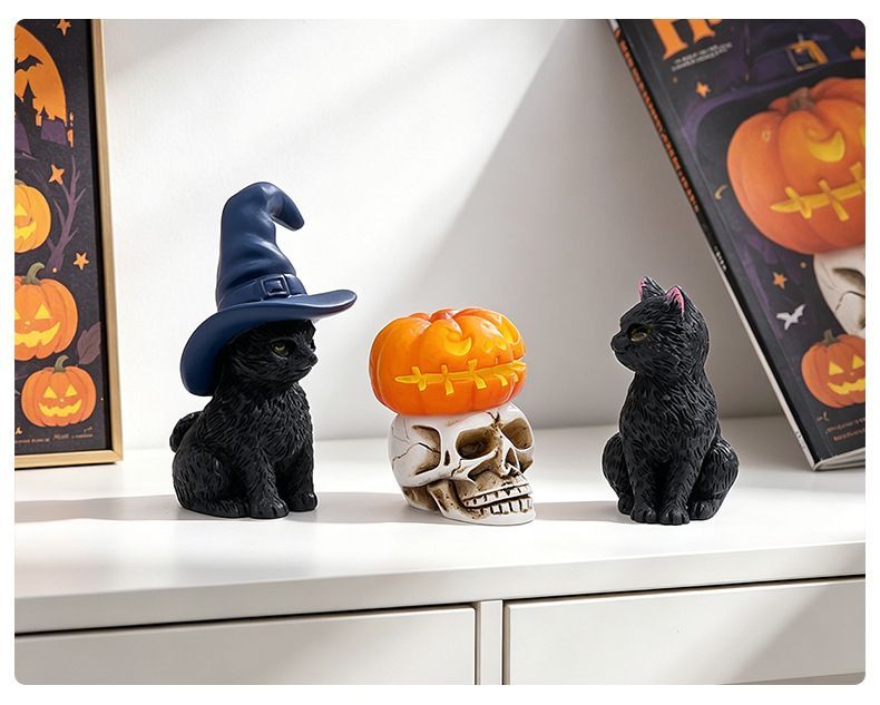 Halloween Cat Figurine Set