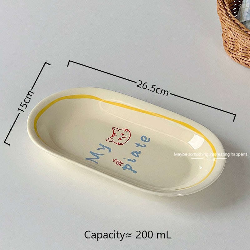 Ceramic Dessert Plate With Illustration - Modomu