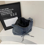 Corset Bow Denim Shoulder Bag