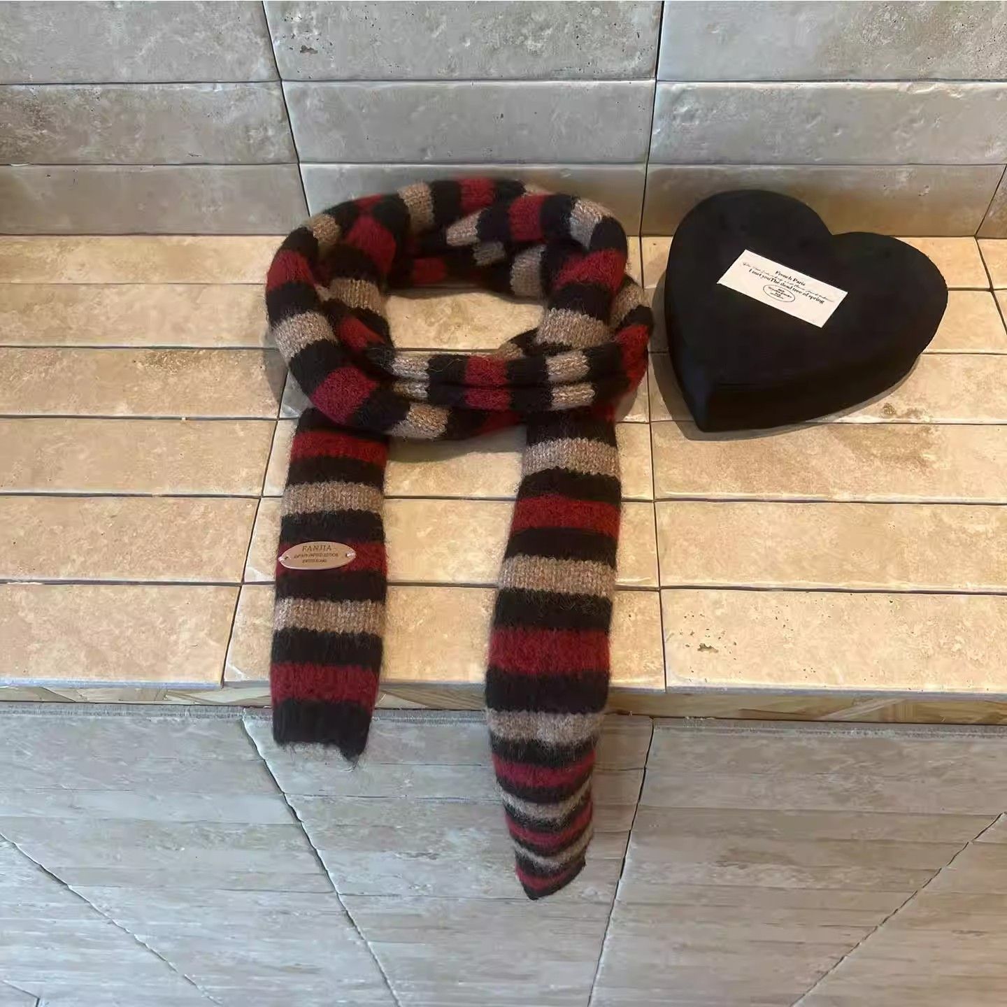 Y2K Knit Striped Long Scarf - Modomu