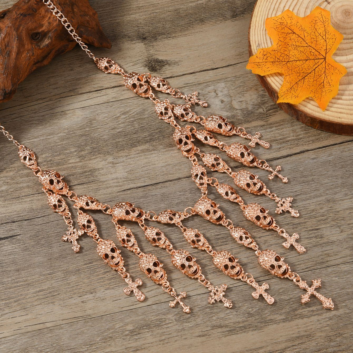 Layered Skull Bib Necklace