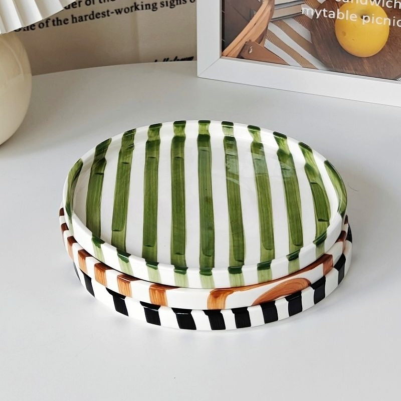 Hand-Painted Striped Dinner Plate