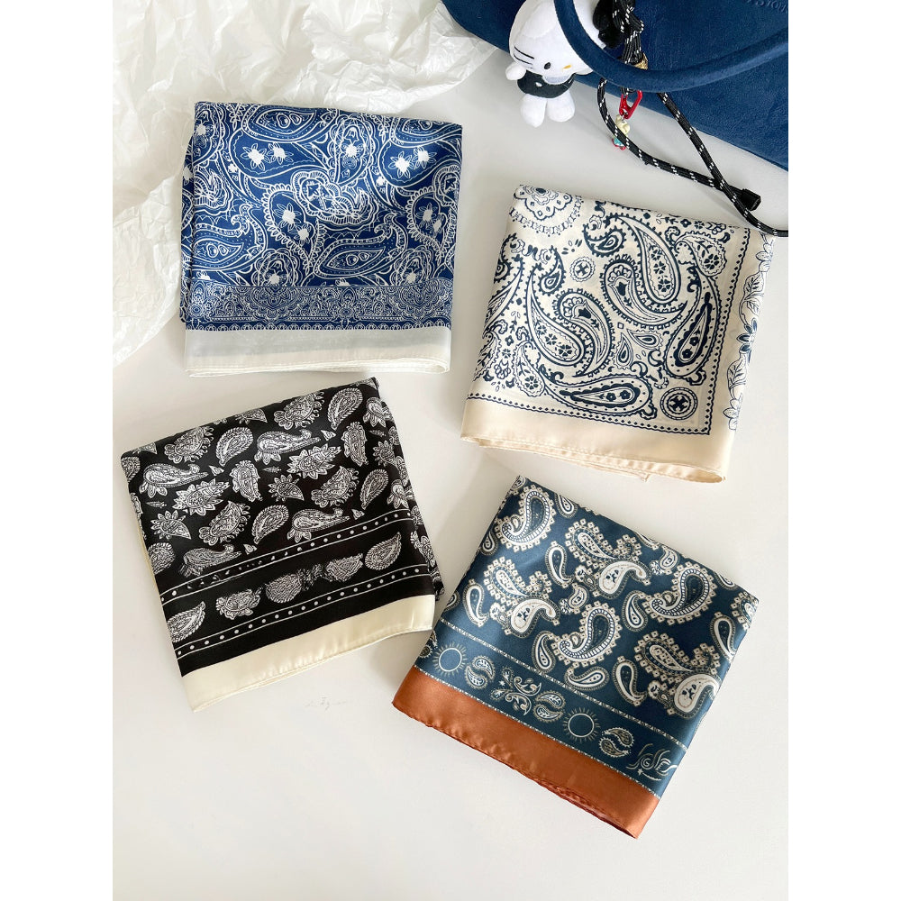 Cashew Flower Pattern Silk Scarf - Modomu