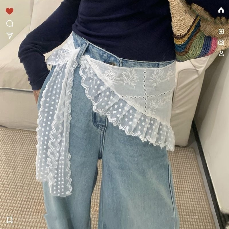 Lace Triangle Scarf Apron Wrap