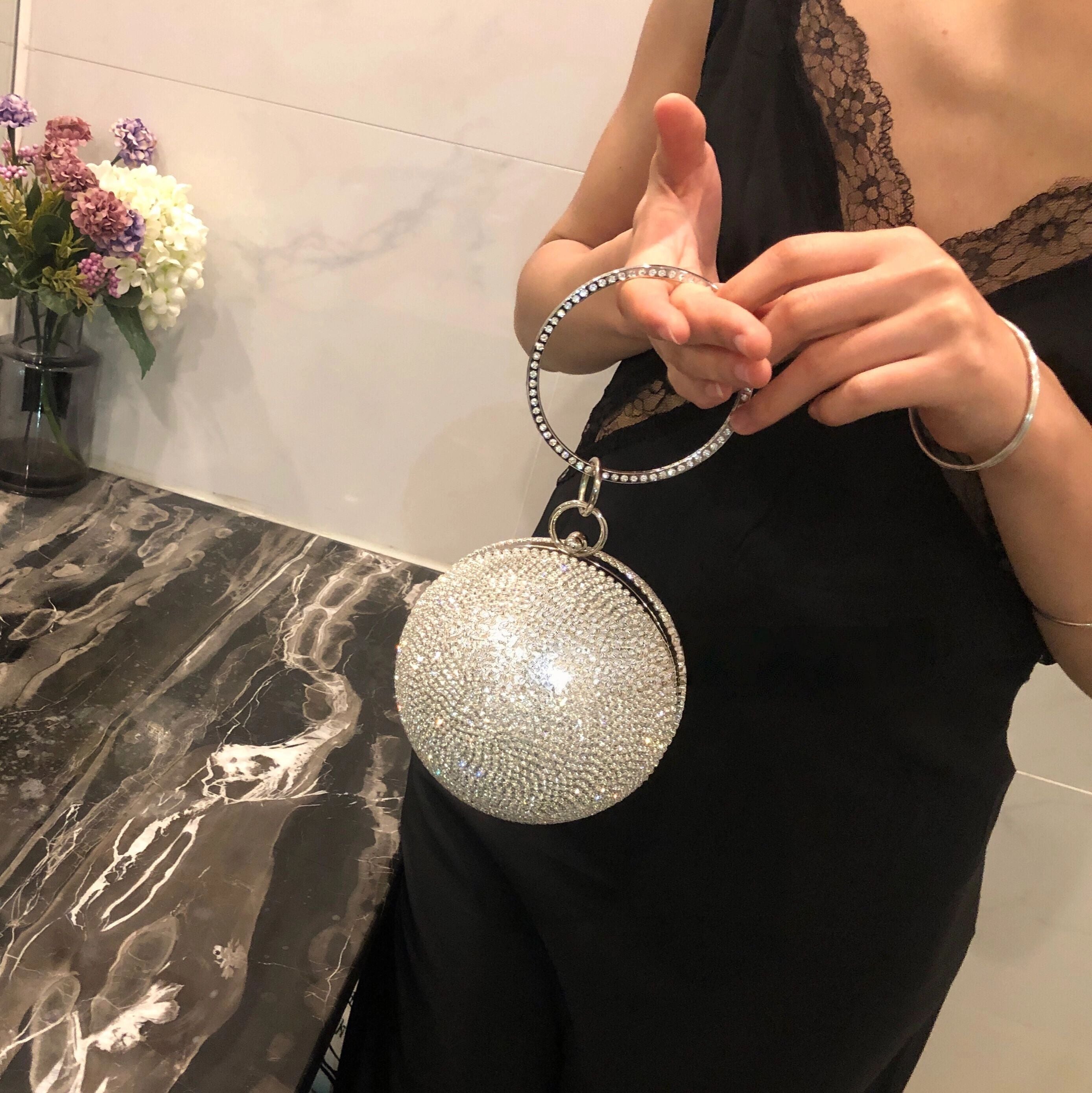 Rhinestone Spherical Bag
