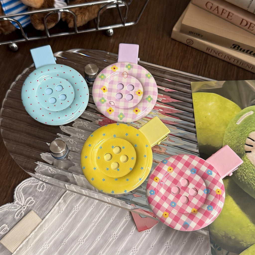 Oversized Button Hair Clips