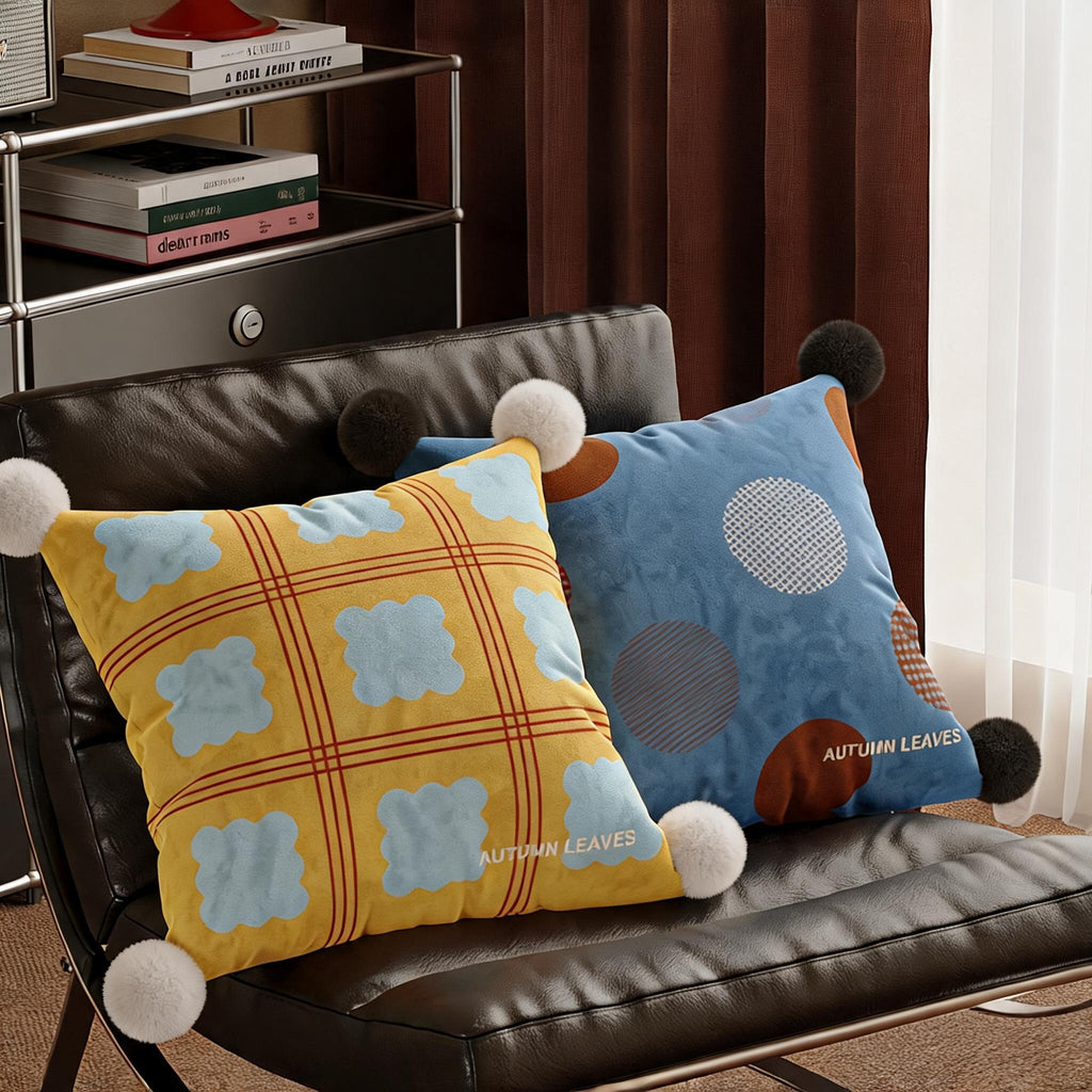 Autumn Leaves Pom Cushion