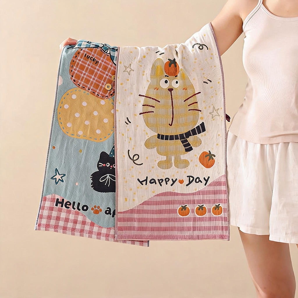Cartoon Print Gauze Towel