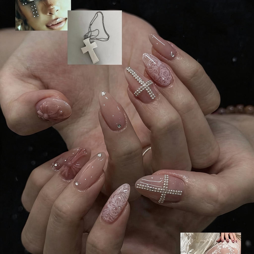 Blush Cross Press-On Nails