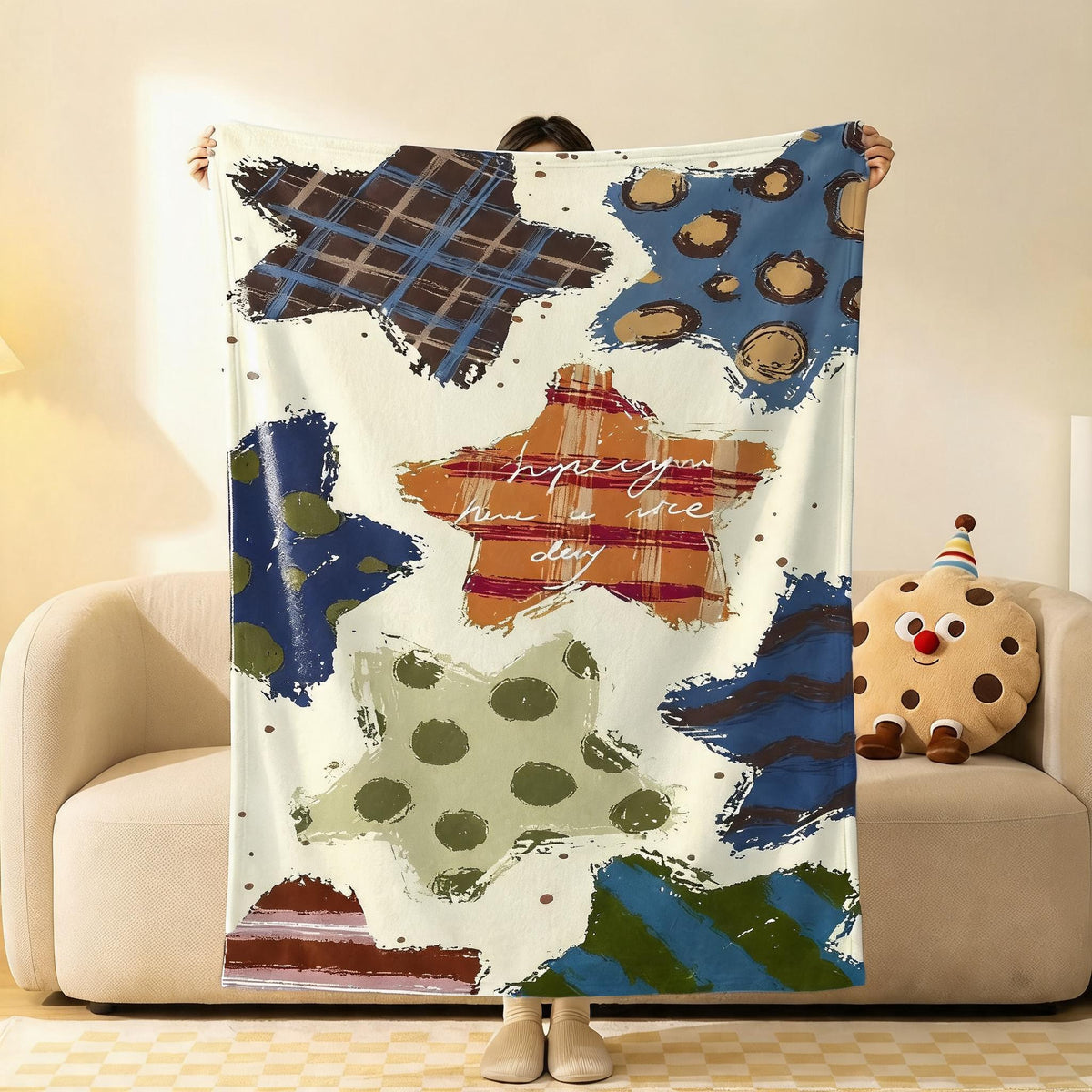 Painted Flower Flannel Throw