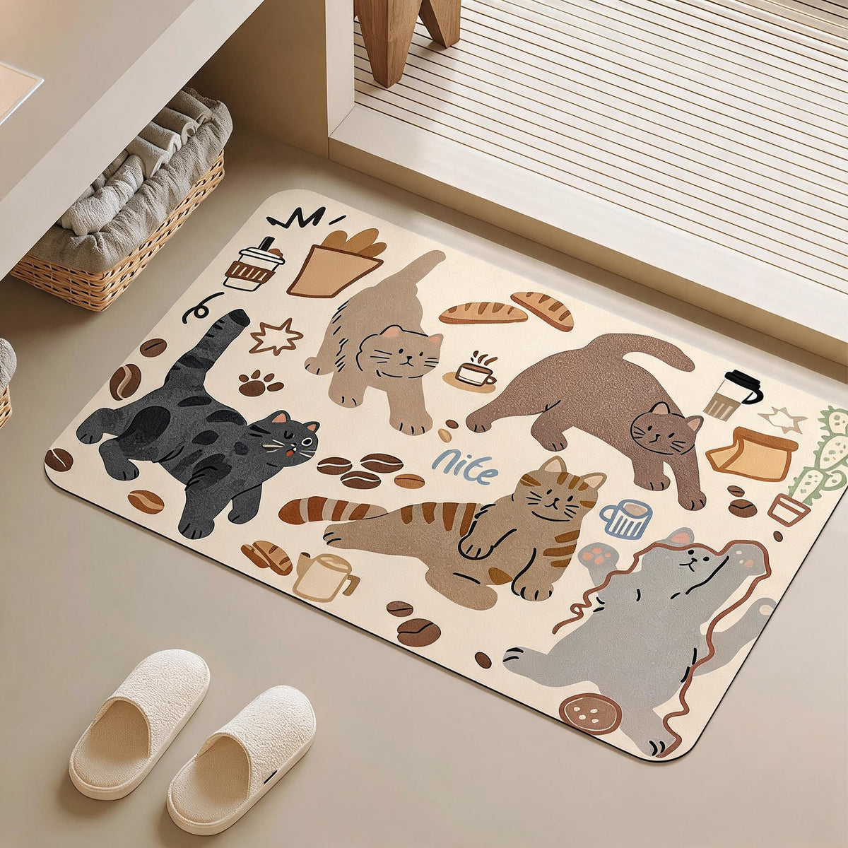 Coffee Break Cats Bath Mat