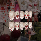 Cherry Bow Polka French Nails