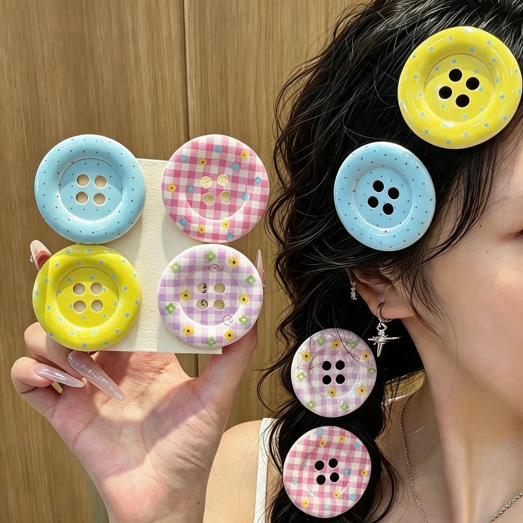 Giant Button Hair Clips
