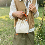 Puffy Handle Drawstring Bucket Bag