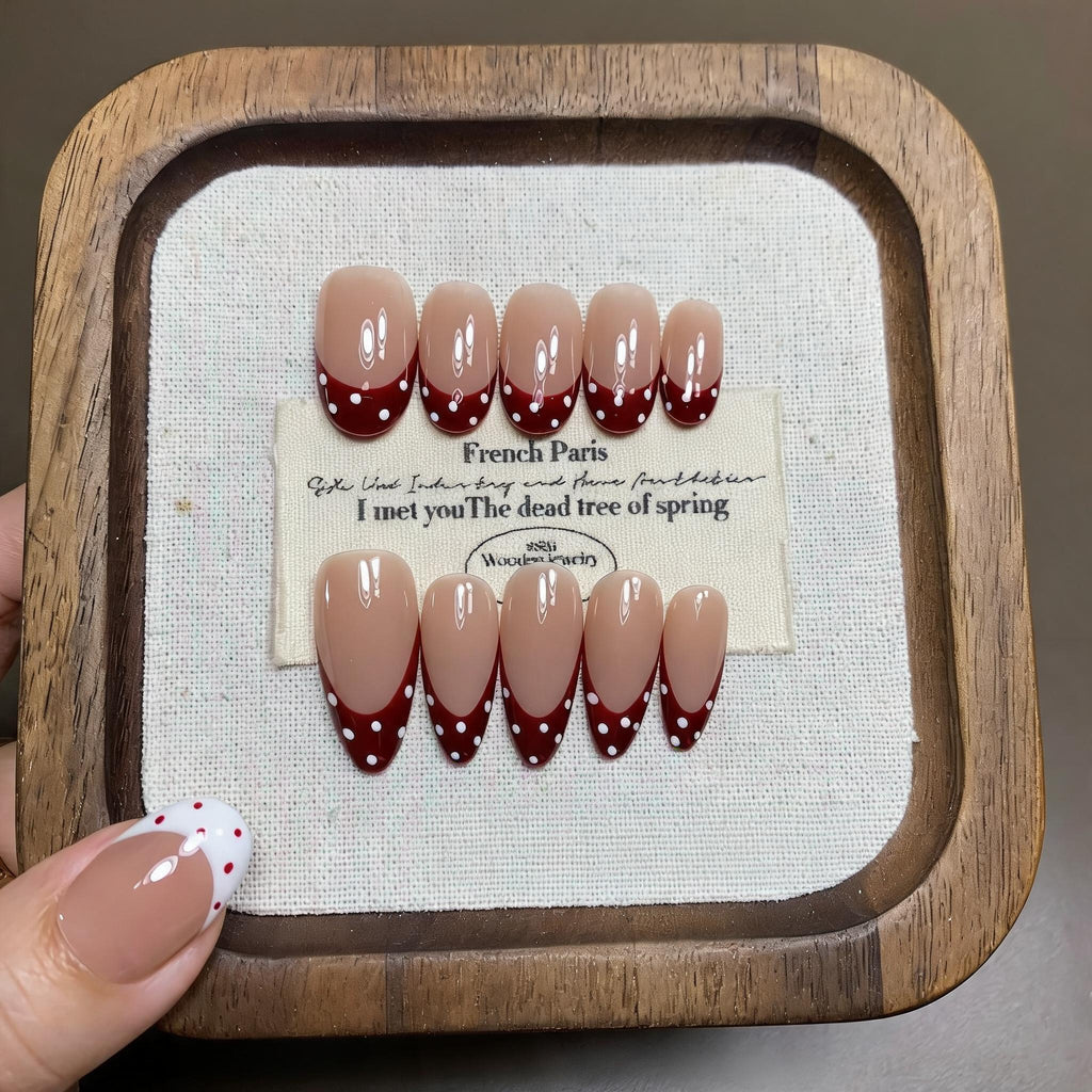 Red French Polka Dot Nails