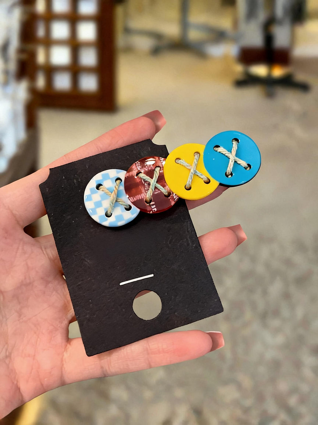 Cross Stitch Button Hair Clip