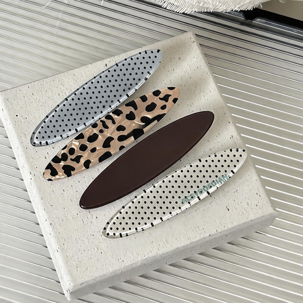 Retro Print Oval Hair Clips