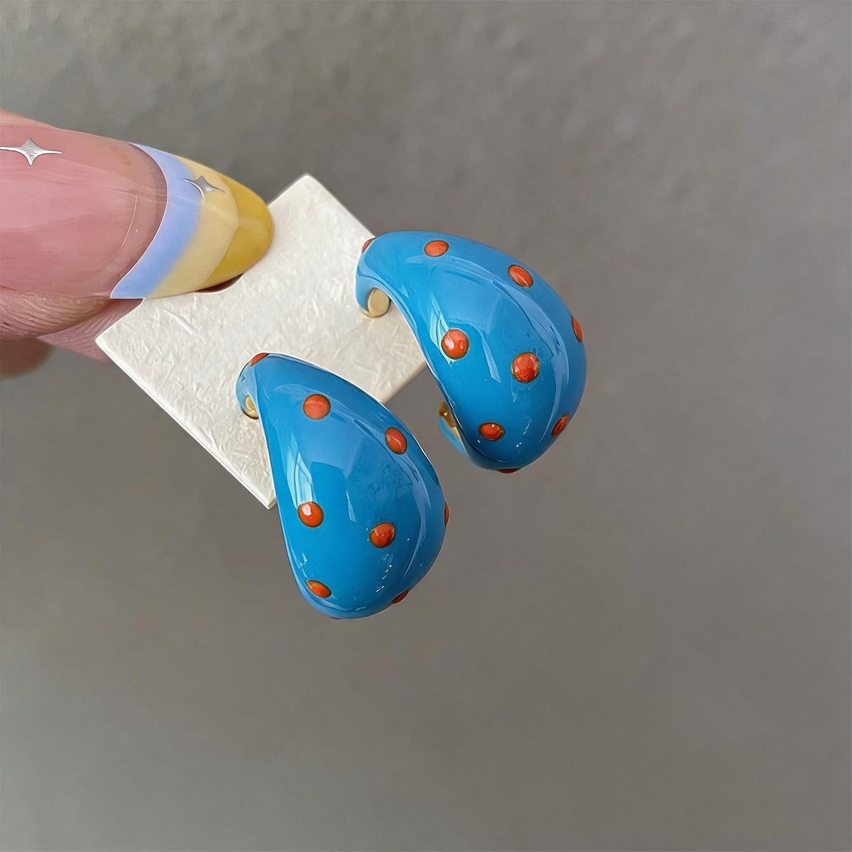 Polka Dot Chunky Teardrop Earrings