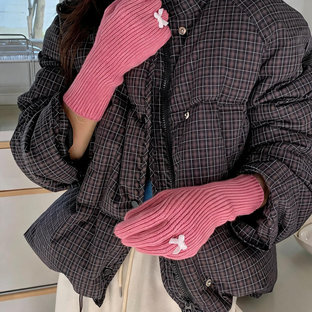Little Bow Ribbed Knit Gloves