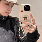 Embroidered Cherry Heart iPhone Case