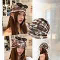 Plaid Ruched Turban Beanie