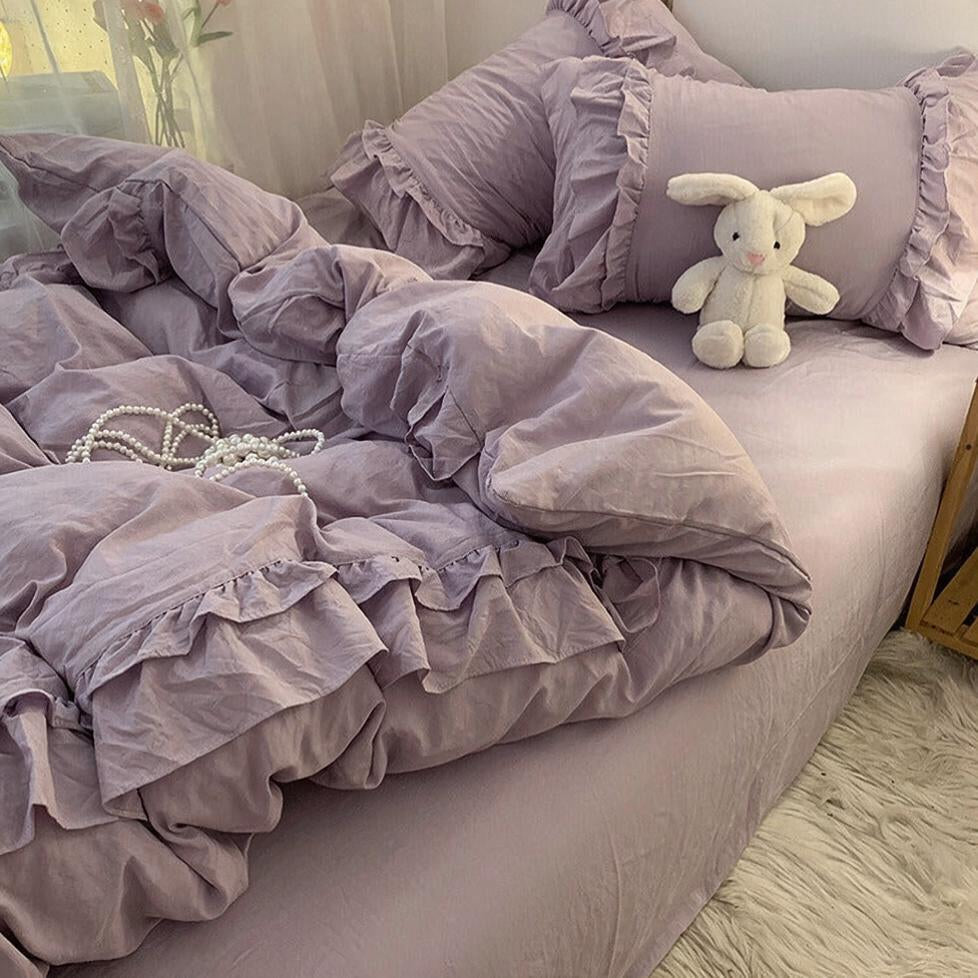 Ruffled Washed Cotton Bedding Set
