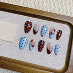 Crimson Star Polka Press-on Nails