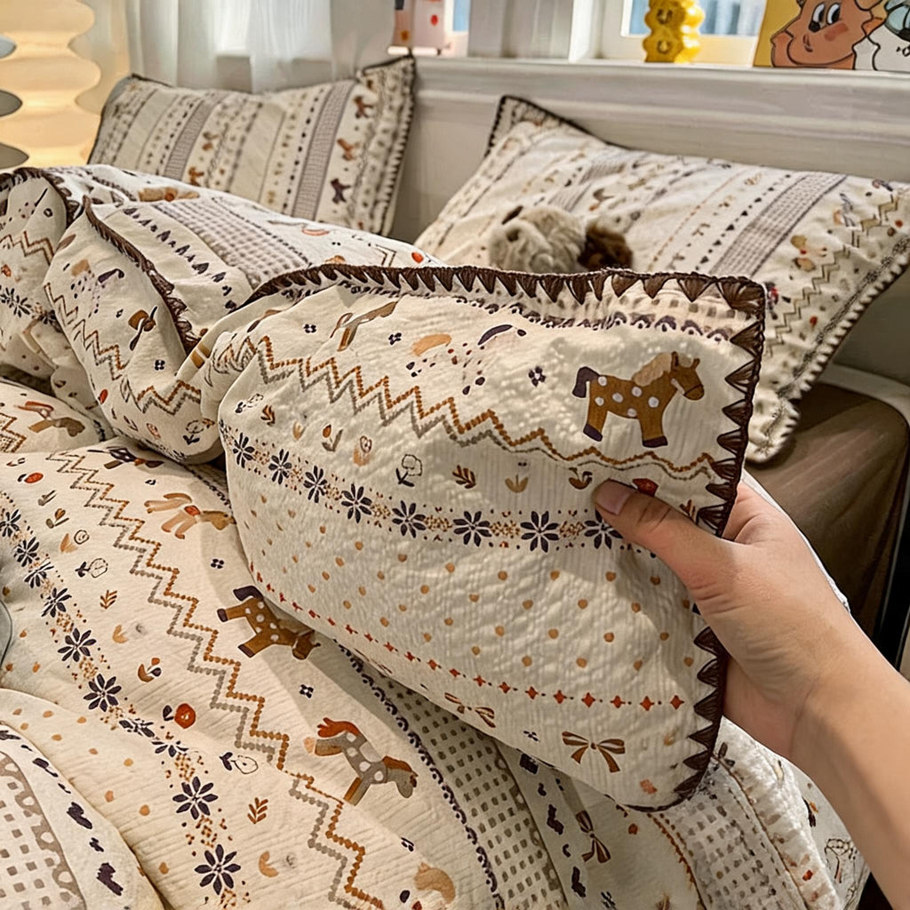 Fair Isle Scalloped Bedding Set