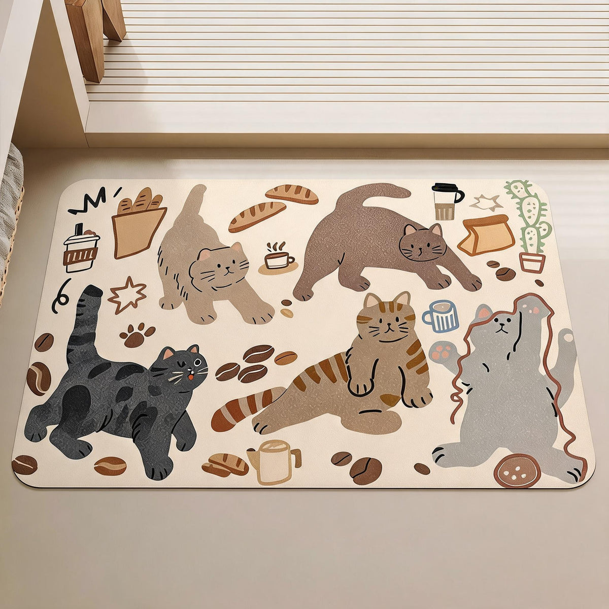 Coffee Break Cats Bath Mat