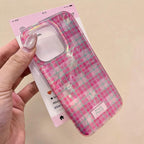 Pink Plaid Foil iPhone Case