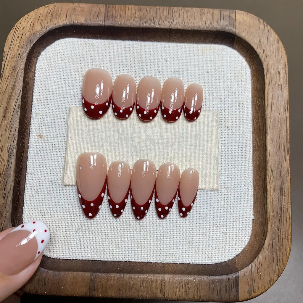 Red French Polka Dot Nails