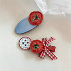 Tomato Gingham Hair Clips