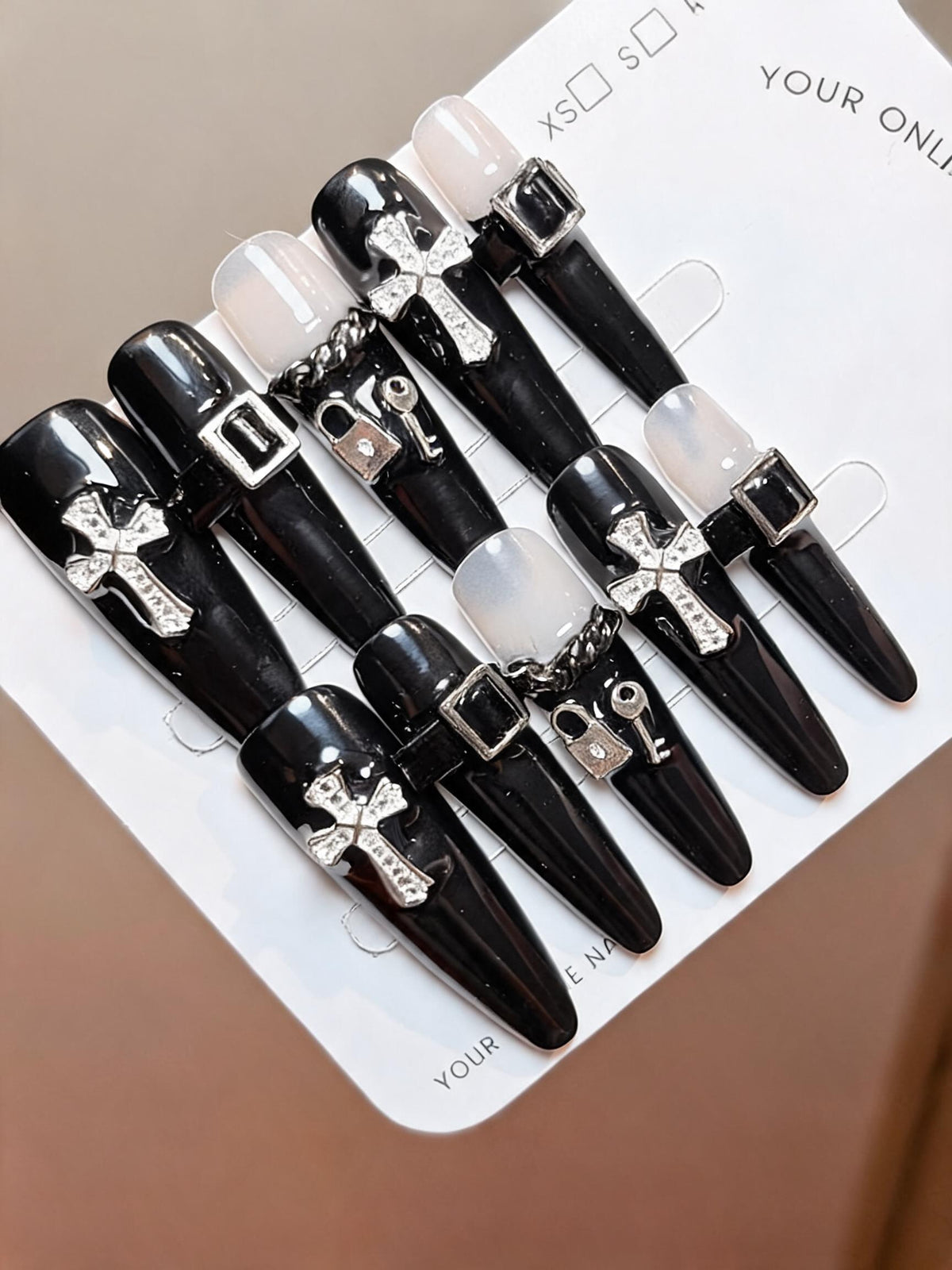 Cross Buckle Long Press-On Nails
