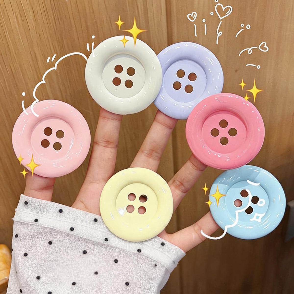 Oversized Button Fringe Clips