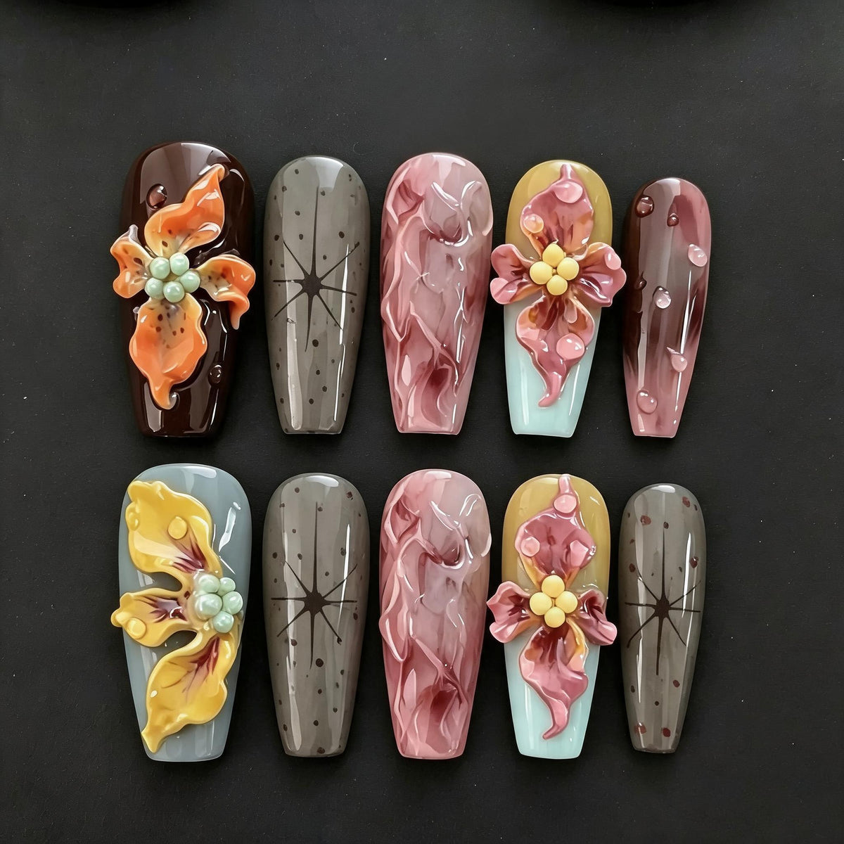 Raised Blossom Press-On Nails