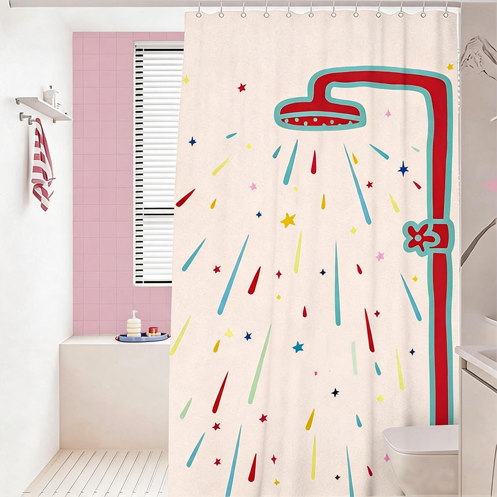 Rainbow Shower Print Curtain