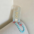 Blue Stripe Puffy Flower Case